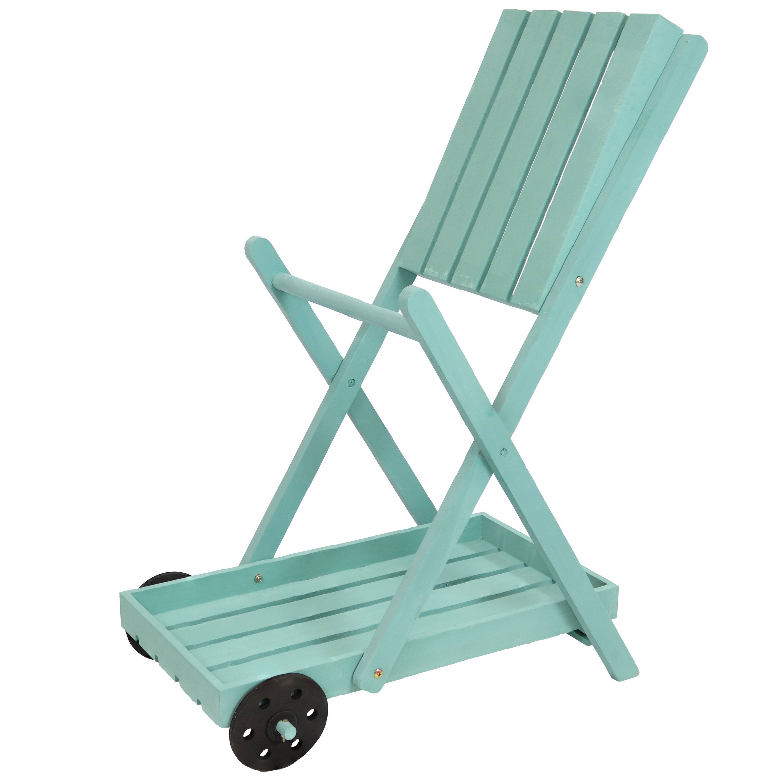 Alt View 8. Sunnydaze - 2-Tier Fir Wheeled Planter Stand - Robin Egg Blue.