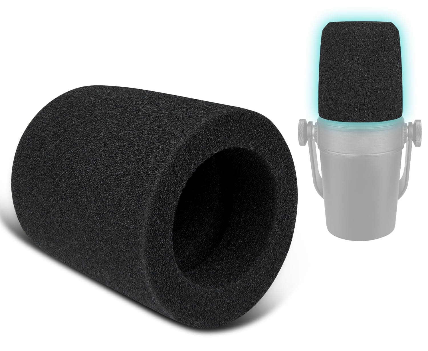 Fabibe - 2pcs Microphones Pop Filter For Shure Mv7/mv7x Protective Mic Cover Windscreen Foam - Black