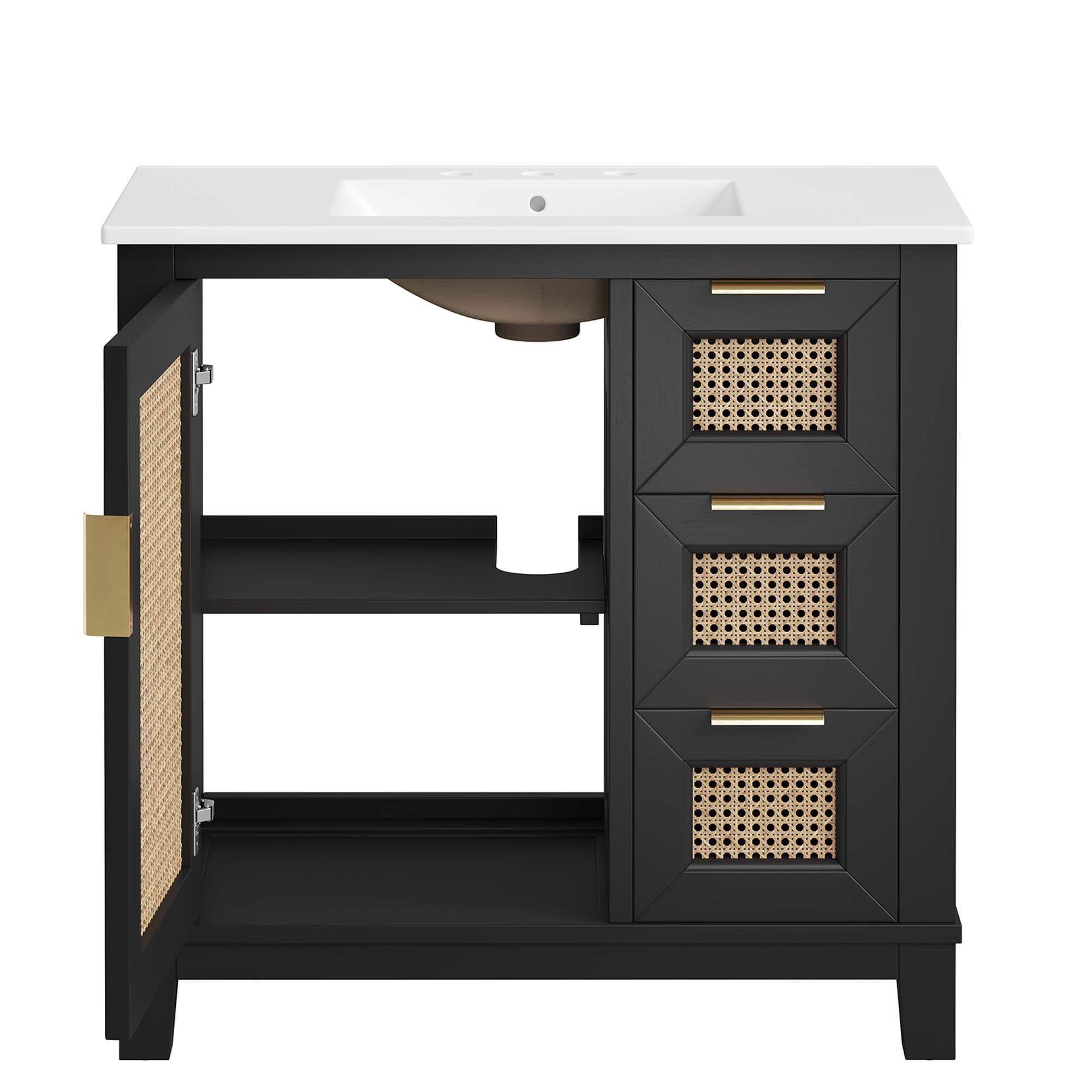 Alt View 6. Modway - Dixie Bathroom Vanity Basin Included by Modway - Black White.