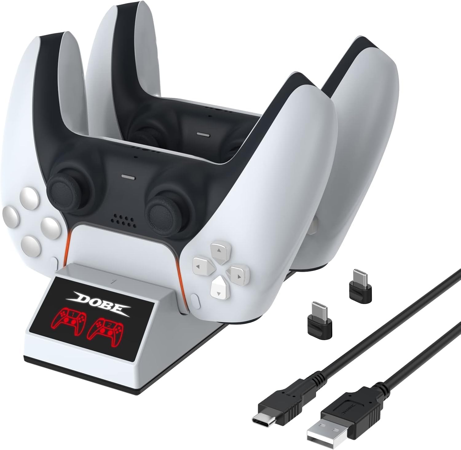 Front. Sweet - Dual Controller Charging Station for Playstation 5  with LED Light and USB Cable.