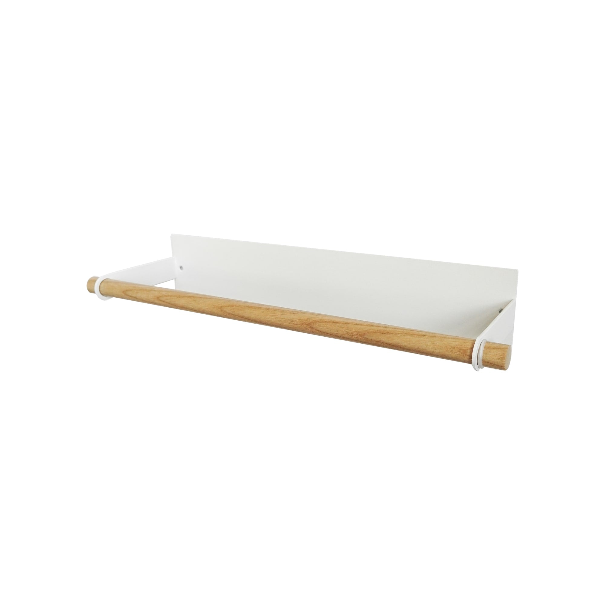 Angle. Yamazaki Home - Magnetic Paper Towel Hanger - Steel + Wood - White.
