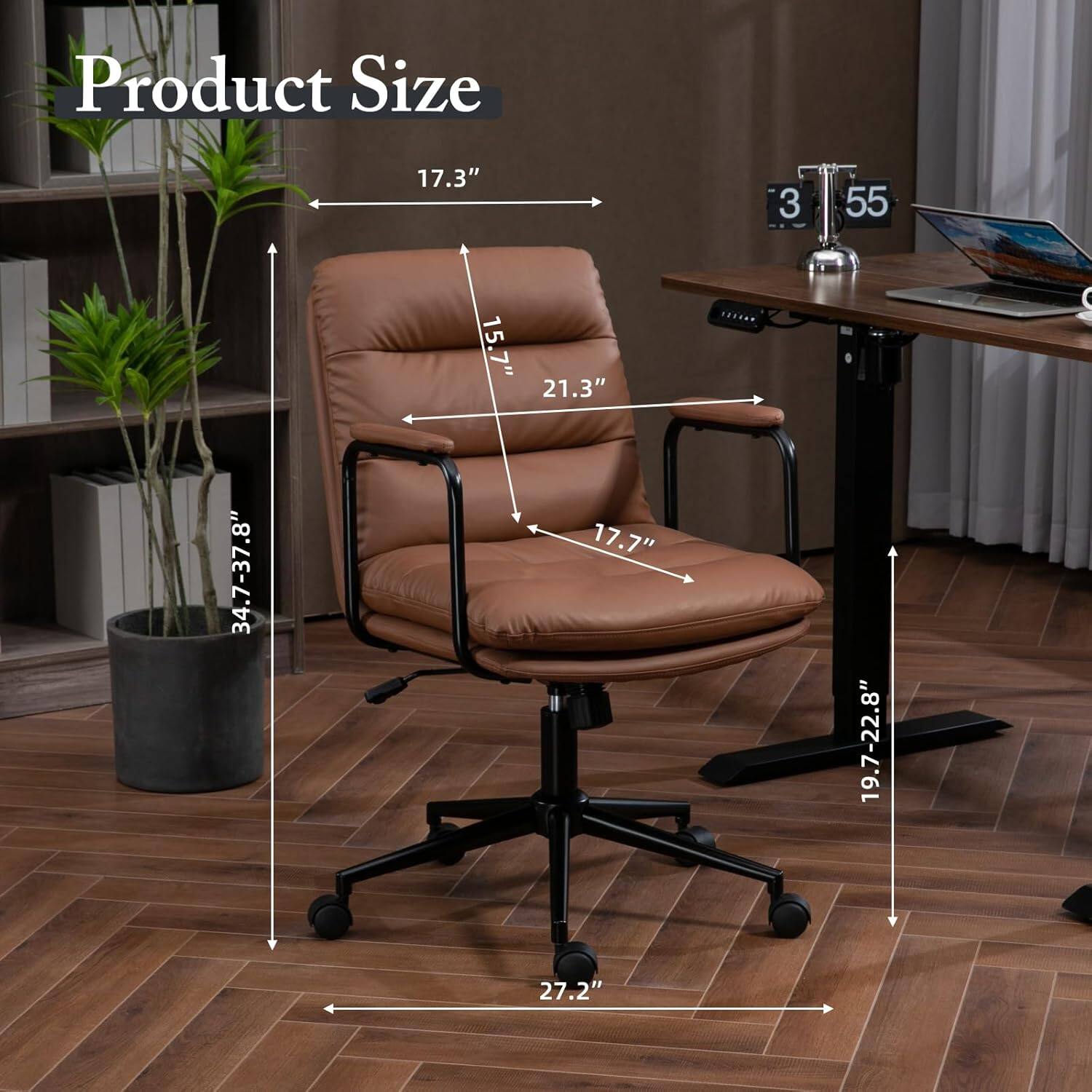 Product Size

- Width: 27.2"
- Depth: 21.3"
- Height: 34.7-37.8"
- Seat Height: 17.7"
- Seat Depth: 19.7-22.8"
- Armrest Height: 17.3"
- Back Height: 15.7"