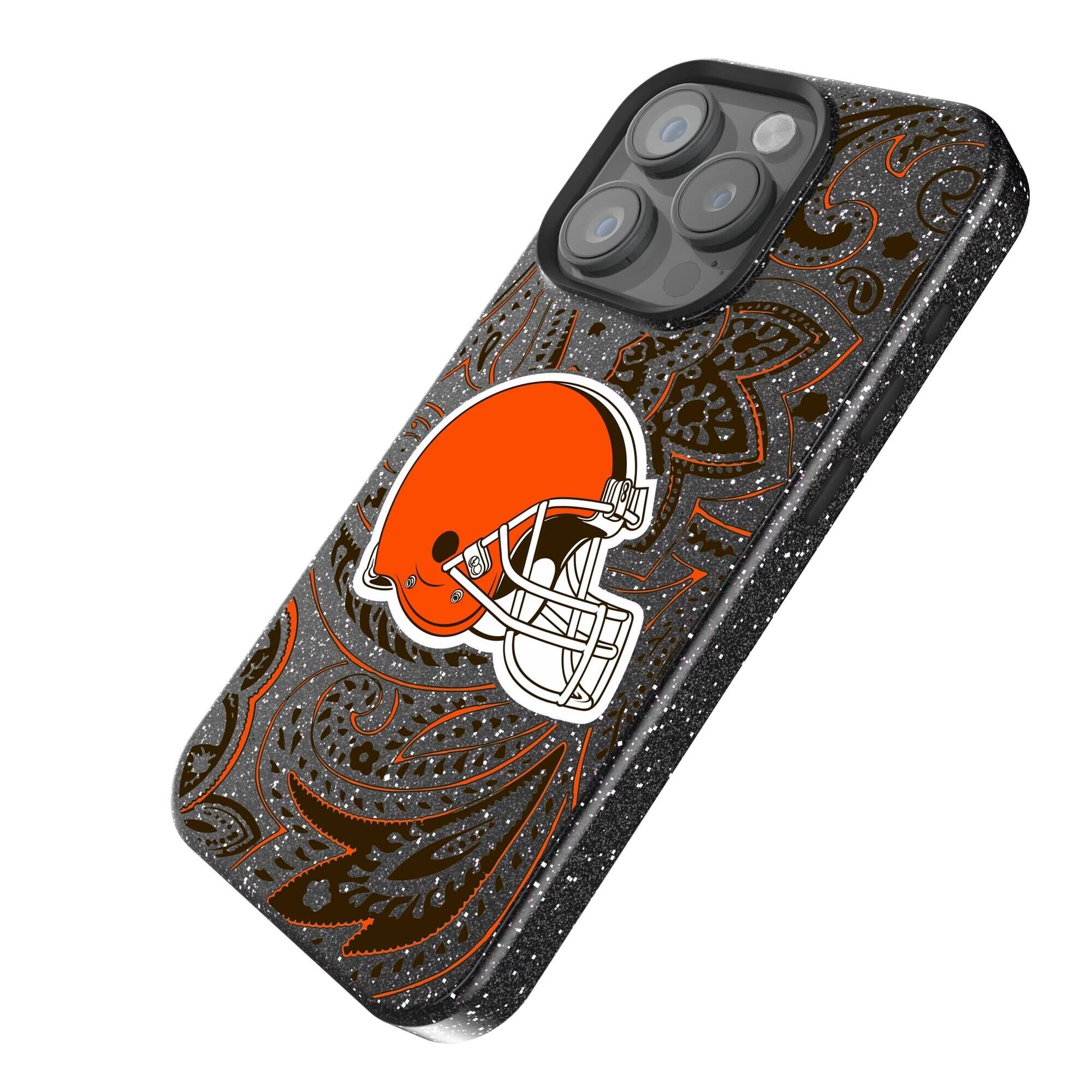 Alt View 1. Keyscaper - Cleveland Browns Paisley Bling iPhone Case - 15 - Black.