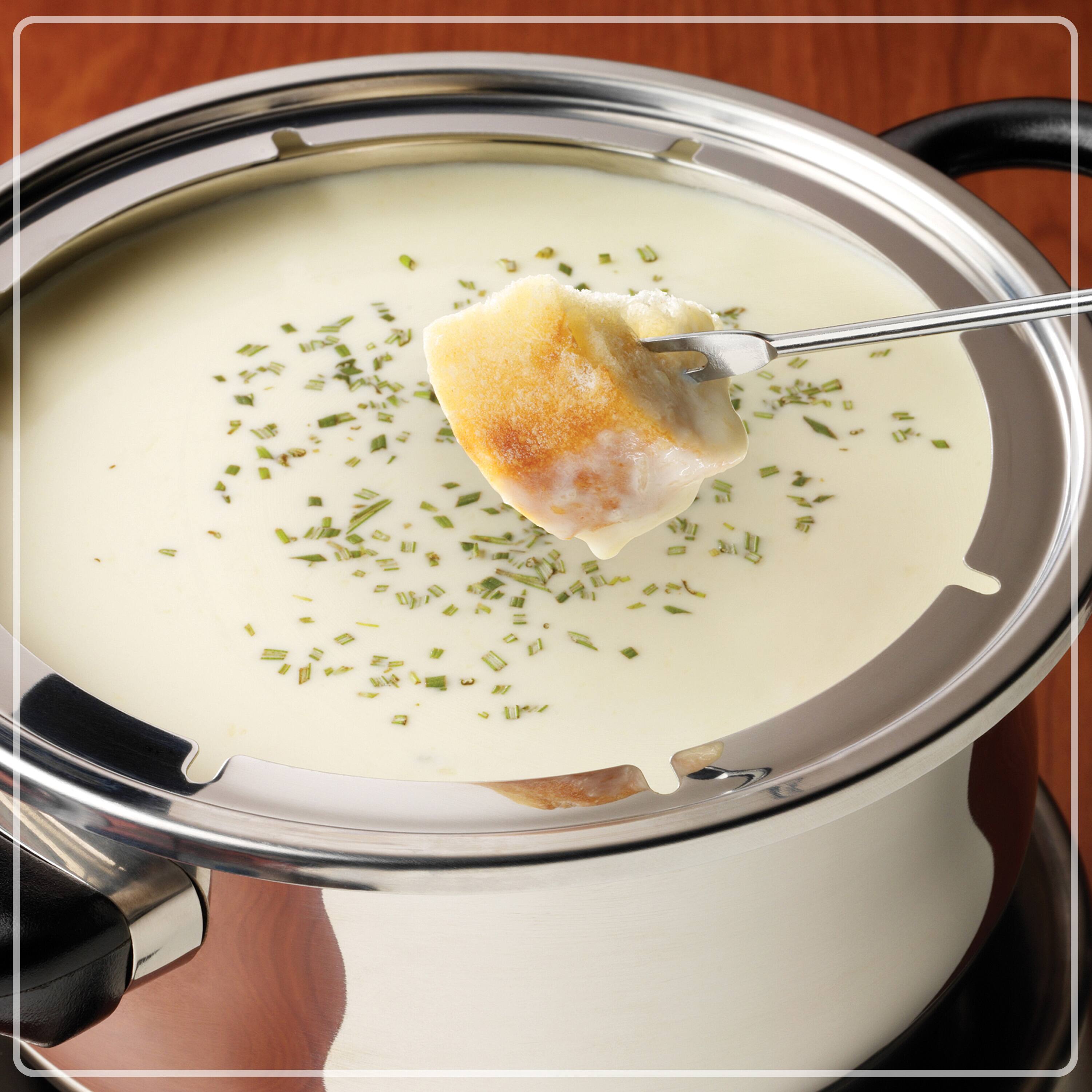 Alt View 3. Nostalgia - 6-Cup Stainless Steel Electric Fondue Pot with Temperature Control - Stainless Steel.