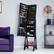Alt View 11. Costway - LED Jewelry Cabinet Organizer Bevel Edge Mirrored Standing Black - Black.