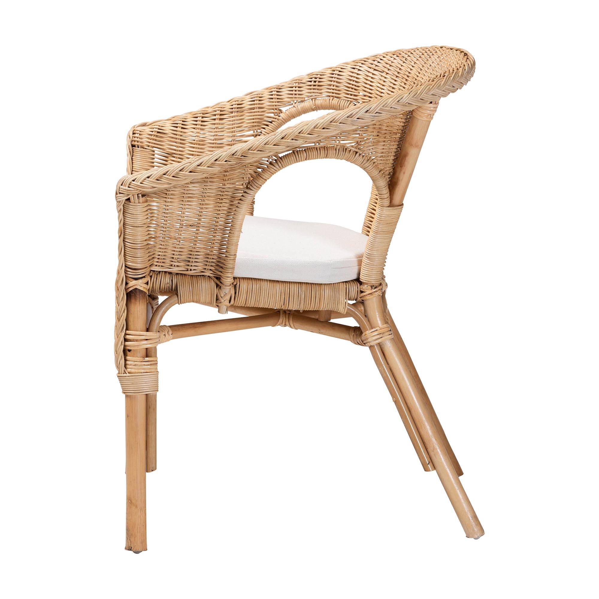 Left. bali & pari - Abbey Modern Bohemian Natural Rattan Dining Chair - Natural.