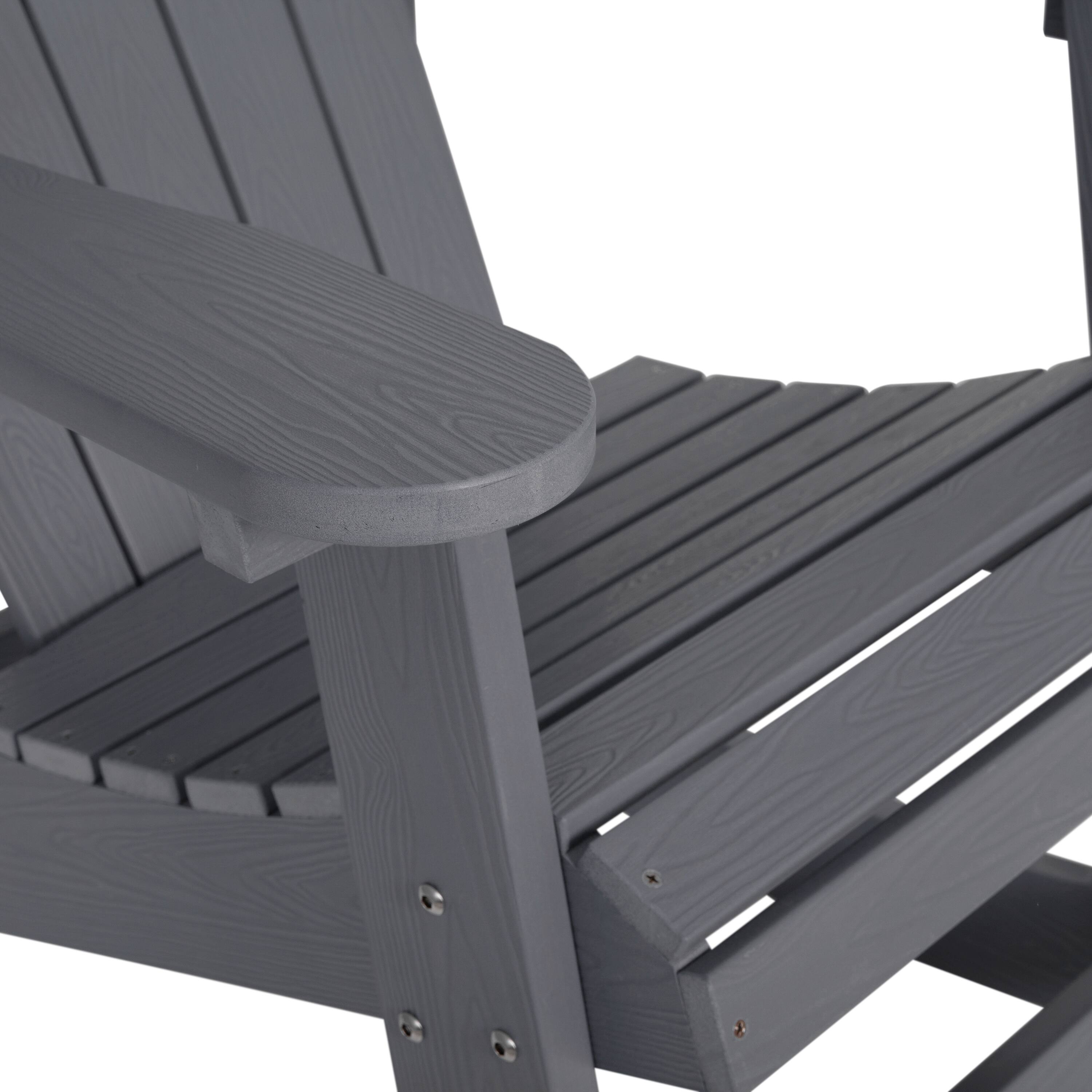 Alt View 9. Emma + Oliver - Set of 2 Marcy Classic All-Weather Poly Resin Rocking Adirondack Chairs with Stainless Steel Hardware for Year Round Use - Gray.