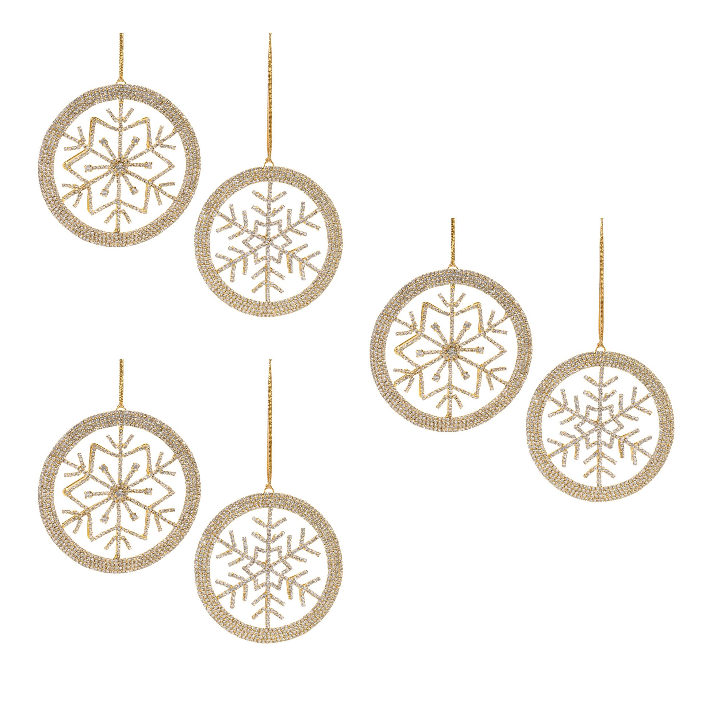 Alt View 3. BreeBe - Jeweled Metal Snowflake Ornament (Set of 6) - Gold.