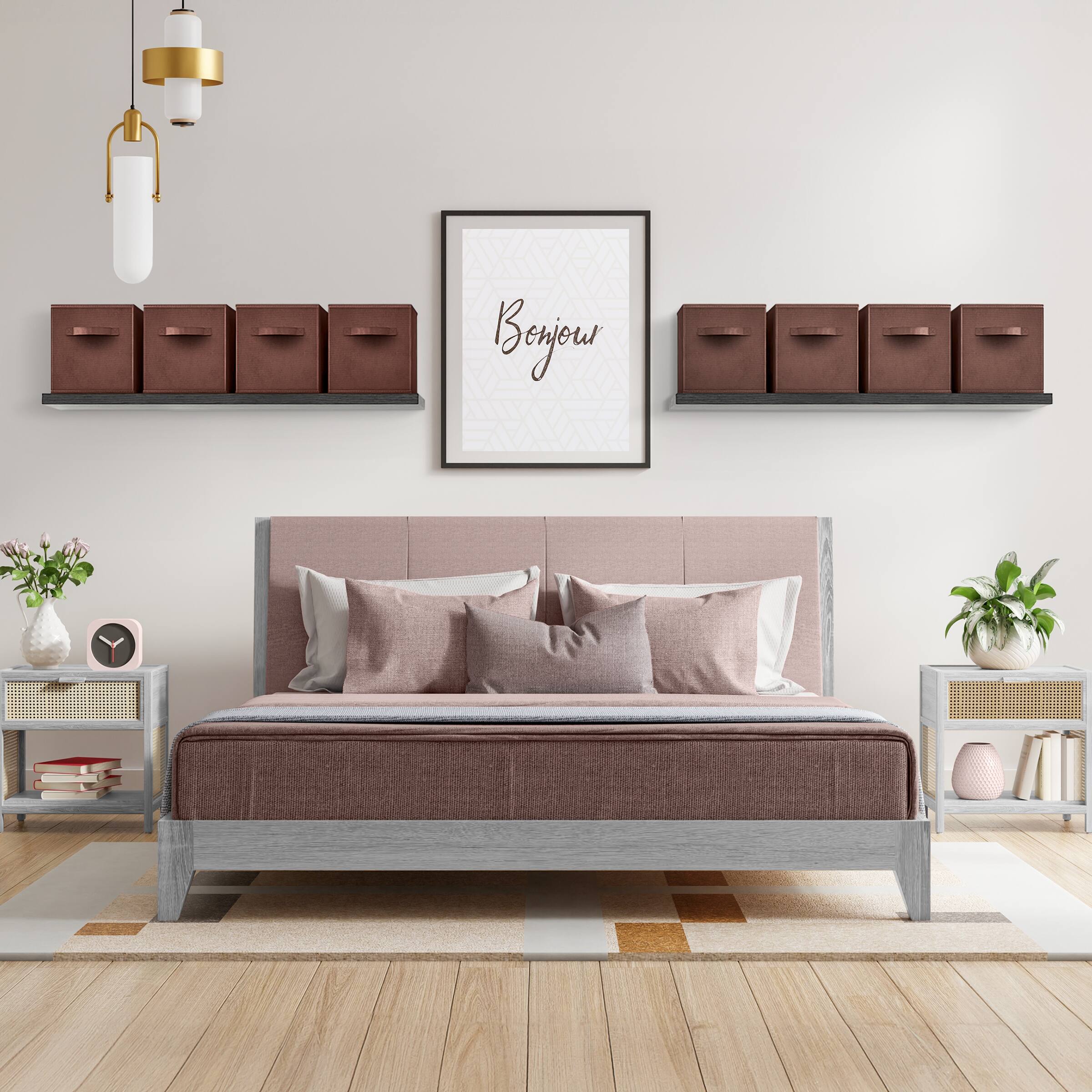 Alt View 2. Sorbus - Sorbus Fabric Storage Cubes - 8 Foldable Storage Bins for Organizing Pantry, Cubbies, Toy Box - Clothes Storage - Chocolate.