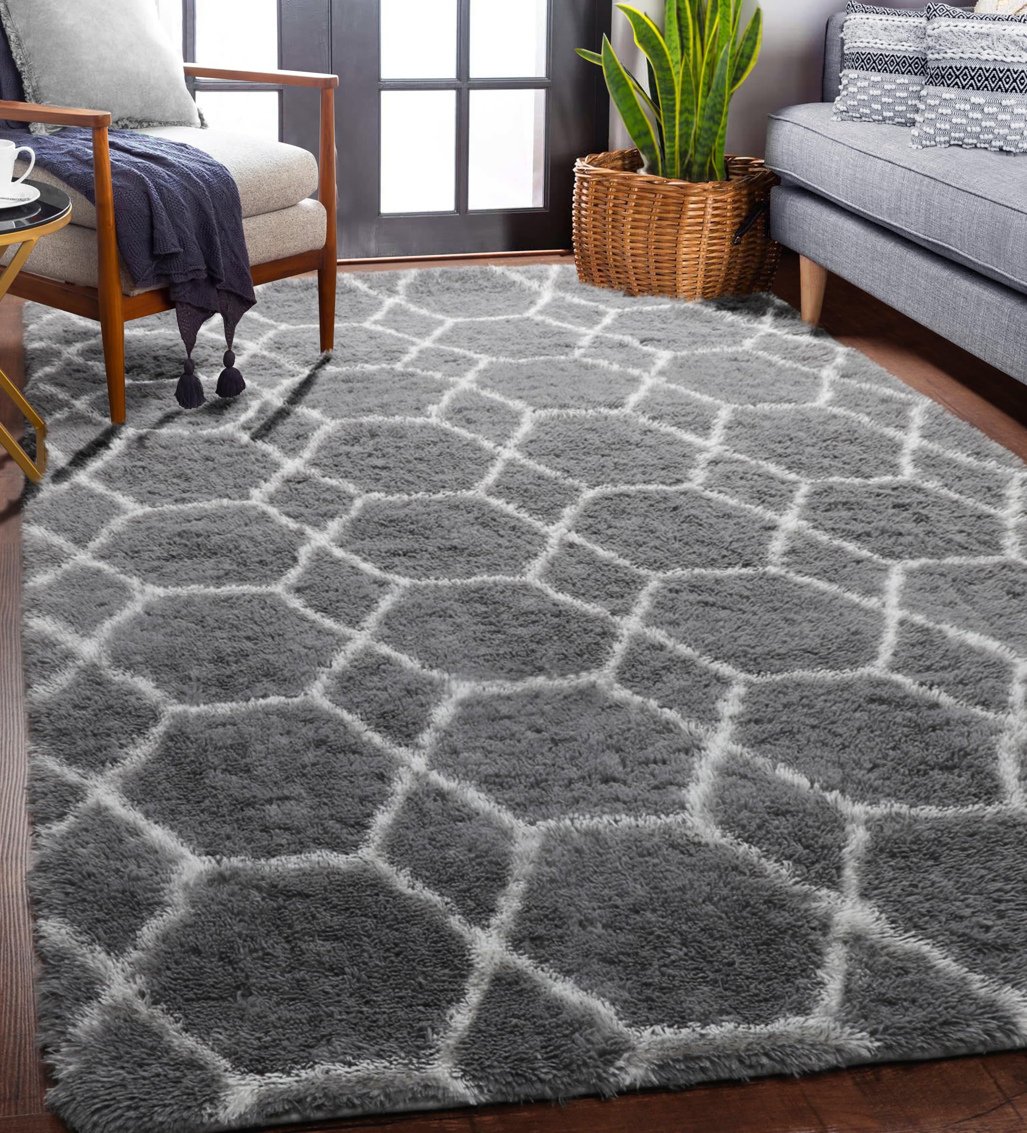5- Grey / White 4' x 6' (Rectangular)