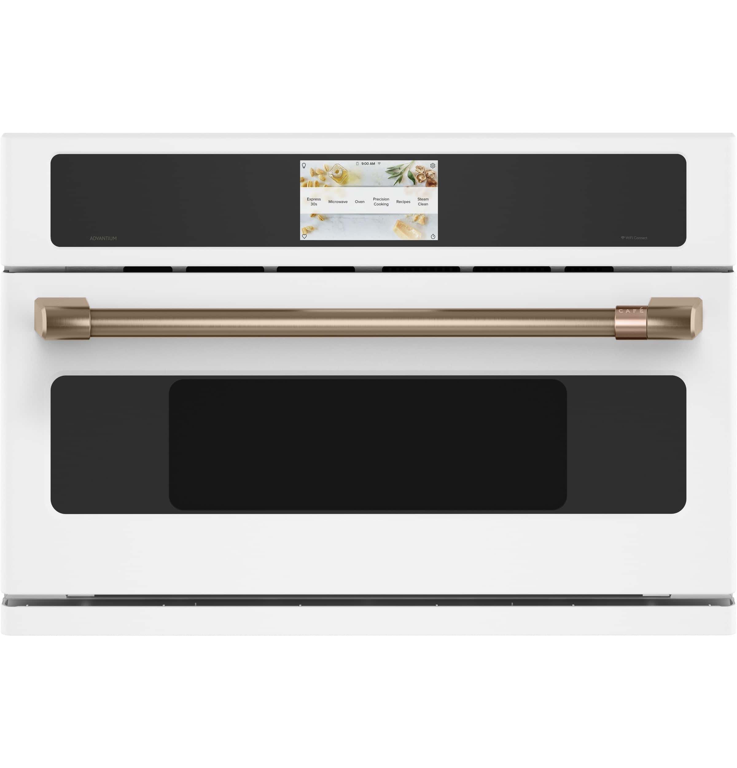 Front. Café - 1.7 Cu. Ft. Convection Built-In Microwave with 120V Five in One Advantium Technology - Matte White.