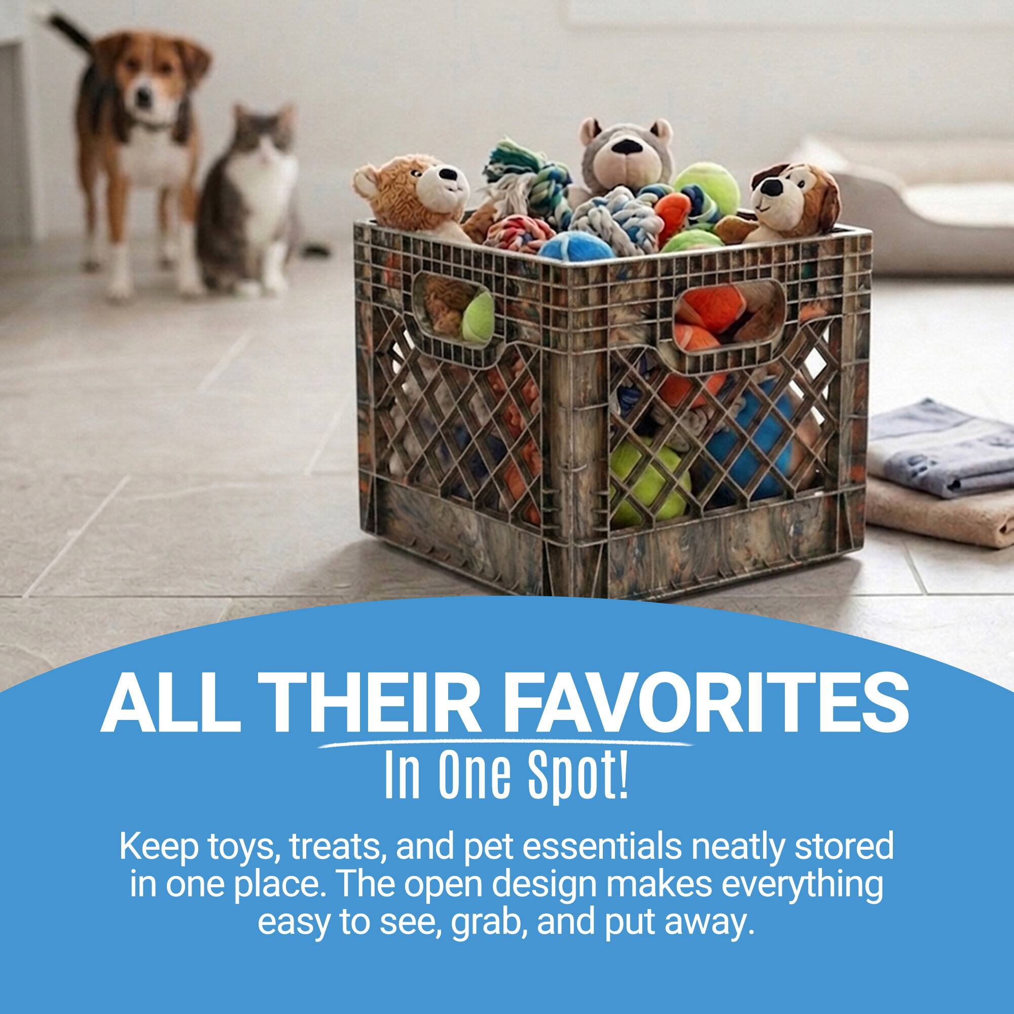 ALL THEIR FAVORITES In One Spot! Keep toys, treats, and pet essentials neatly stored in one place. The open design makes everything easy to see, grab, and put away.