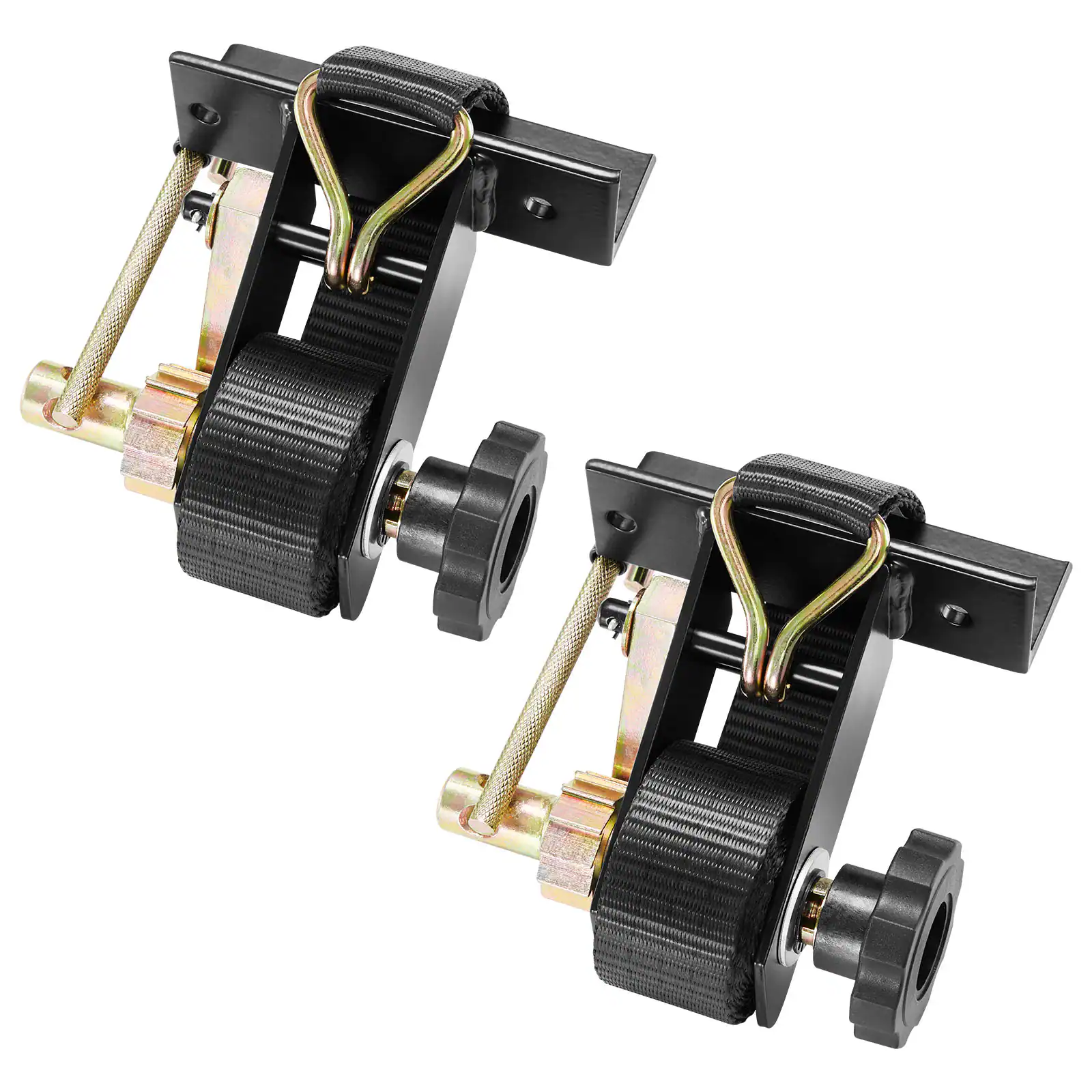 Front. VEVOR - Ladder Rack Ratchet Straps, Black Square Tube Mount, 1.5 in Wide x 7.4 ft Long Black Ladder Rack Straps - Black.