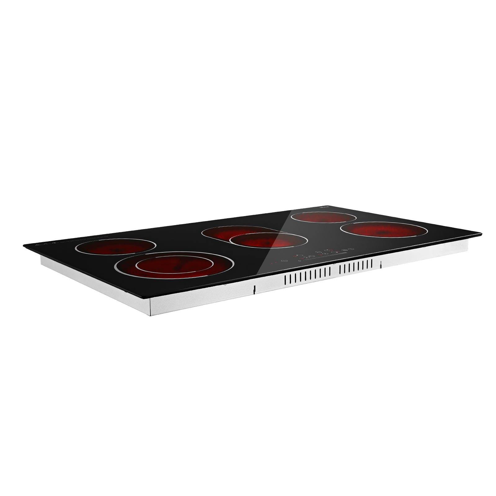Alt View 5. VEVOR - Electric Cooktop 36inch 5 Burners Stove Top 8900W 220V No Plug, Ceramic Built-in Radiant Electric Stove , with 9 Power - Black.