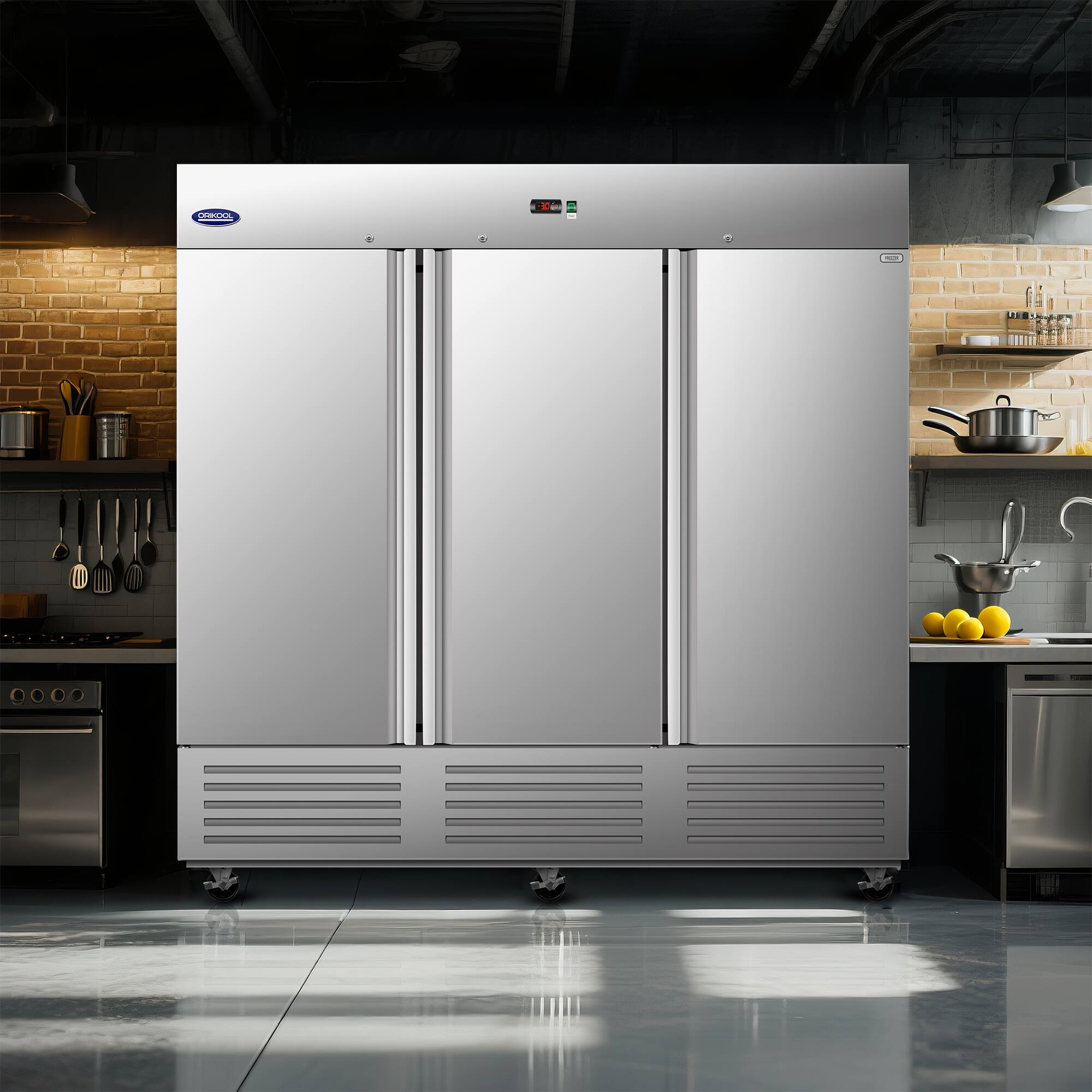 Alt View 5. Boyel Living - Silver Commercial Upright Freezer 72 Cu.ft 2 Door 80.71-in L x 29.13-in W x 82.91-in H ETL Approved - Silver.