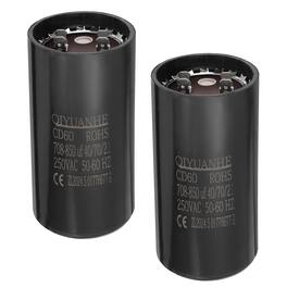 Unique Bargains - 2pcs CD60 Motor Run Capacitor, 708-850uF MFD AC250V, 50-60Hz, for Electric Motor, 53x110mm - Black