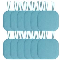 Sweet Home Collection - Honeycomb Memory Foam Non-Slip 16" x 16" Chair Cushion Pad with Ties, 12-Pack - Teal