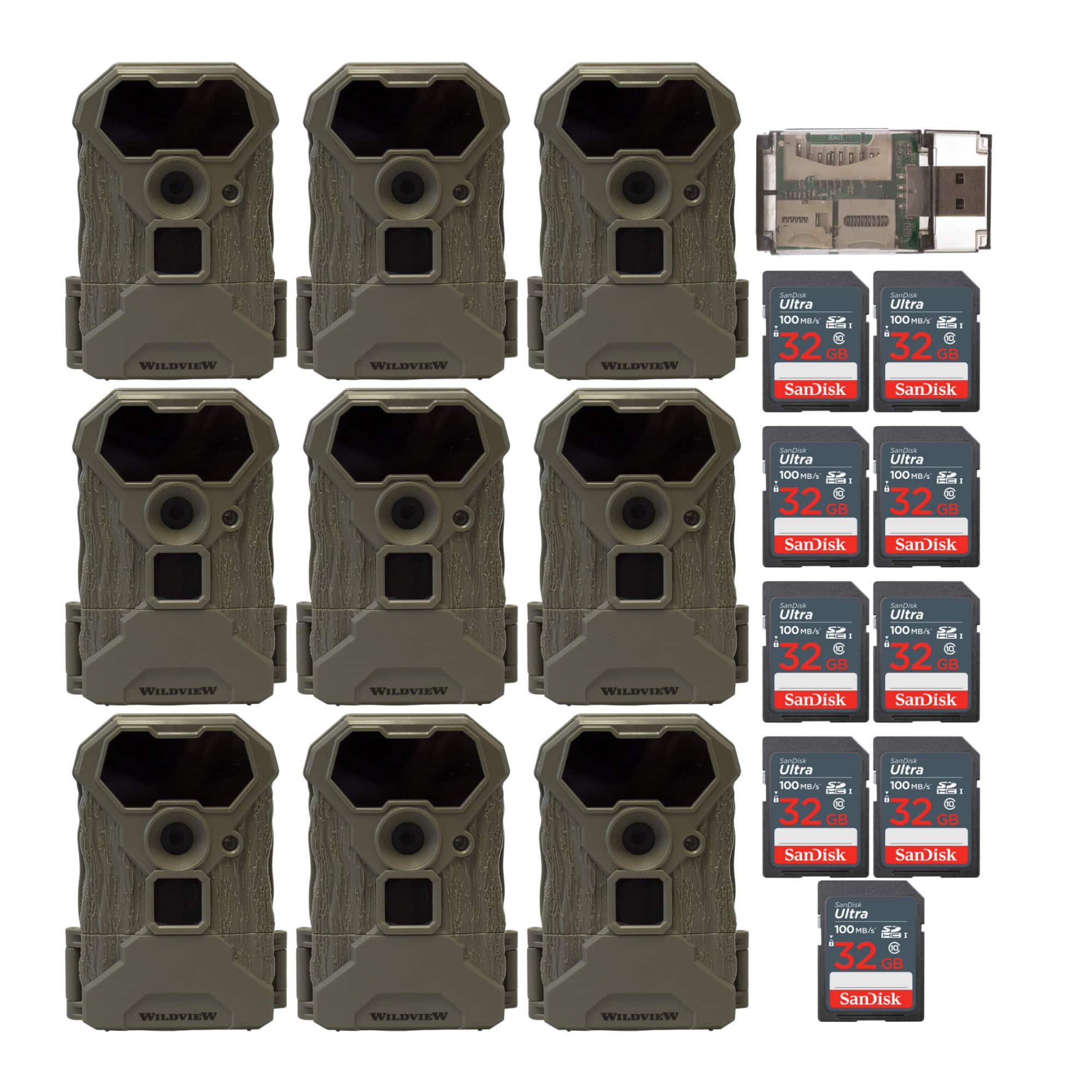 Stealth Cam - Wildview 14MP Trail Camera with 32GB Memory Card Bundle (9-Pack)
