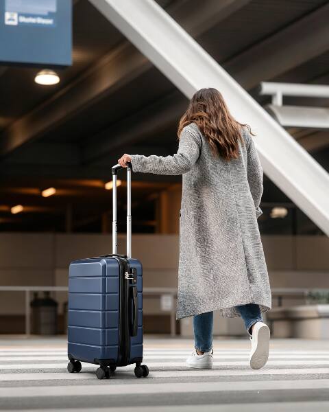 Angle. LUGGEX - LUGGEX 20 Inch Carry On Luggage Airline Approved Expandable Hardside Suitcase with Spinner Wheels and TSA Lock - EX-Lite - Blue.