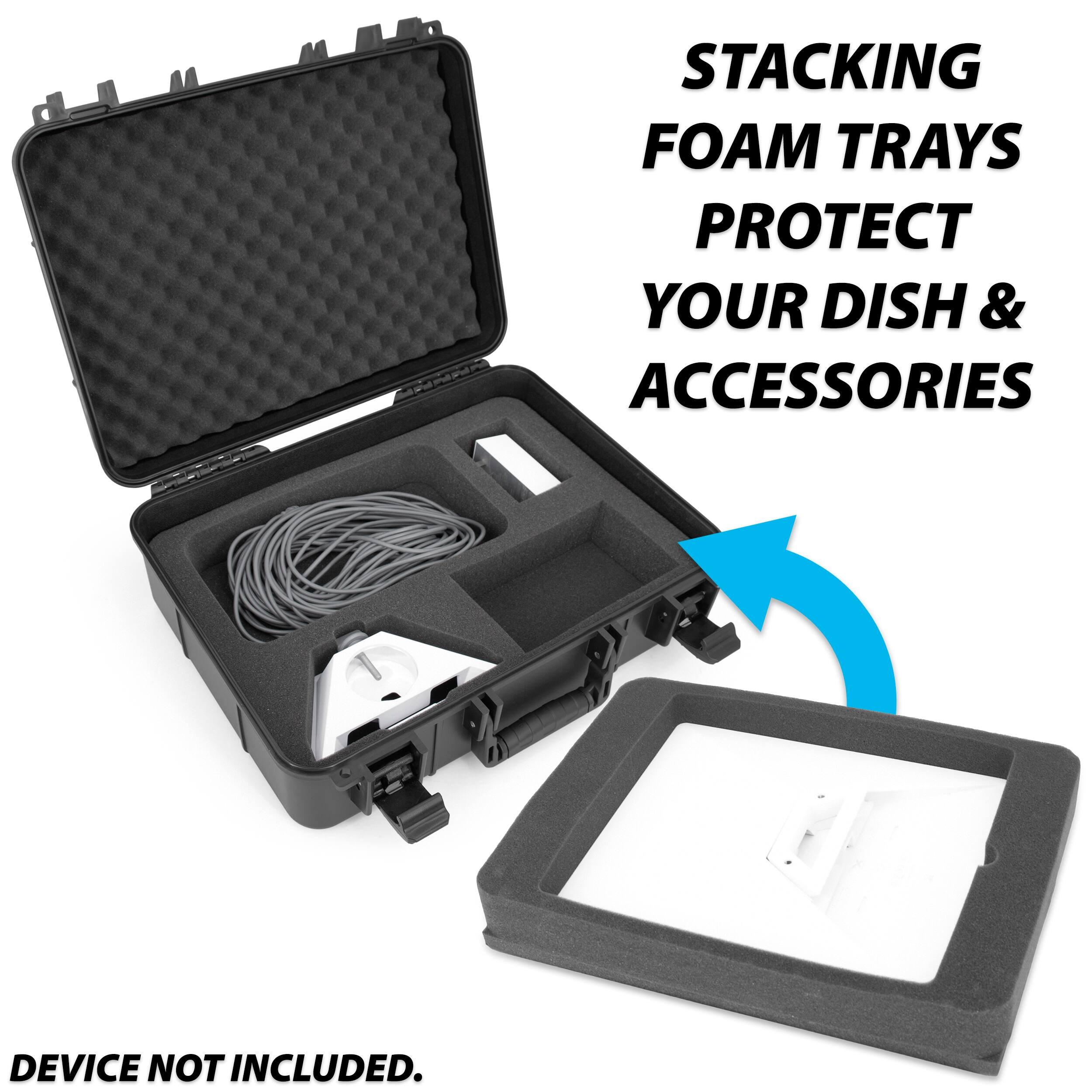 STACKING FOAM TRAYS PROTECT YOUR DISH & ACCESSORIES

DEVICE NOT INCLUDED.