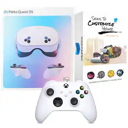 Meta - Quest 3S 128GB Virtual Reality VR Headset with Xbox Controller and MightySkins Custom Skin Code Bundle - White