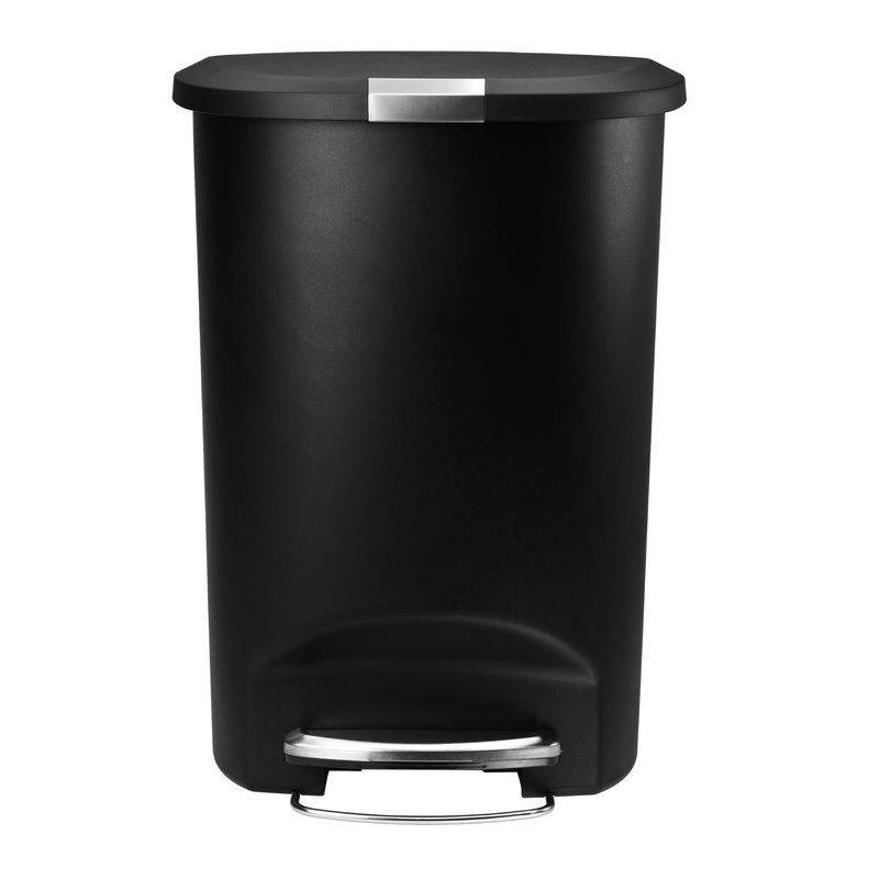 Left. Hivvago - Black 13-Gallon Kitchen Trash Can with Foot Pedal Step Lid - Black.