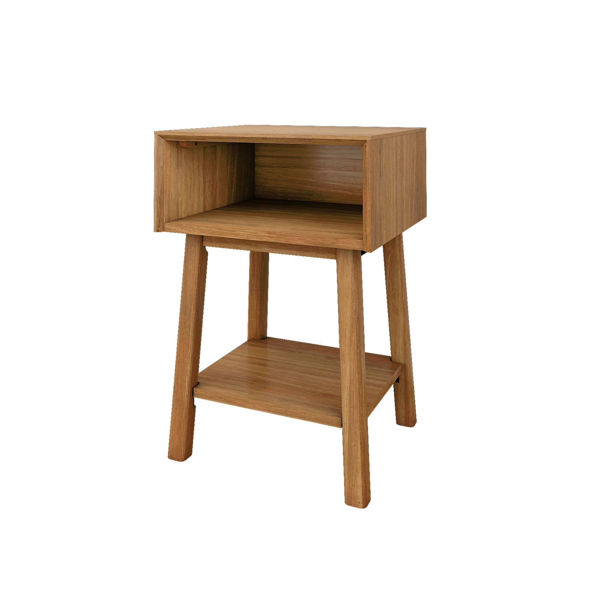 Alt View 2. Plank+Beam - Mid-Century Modern Cubby Nightstand, Pecan - Pecan.