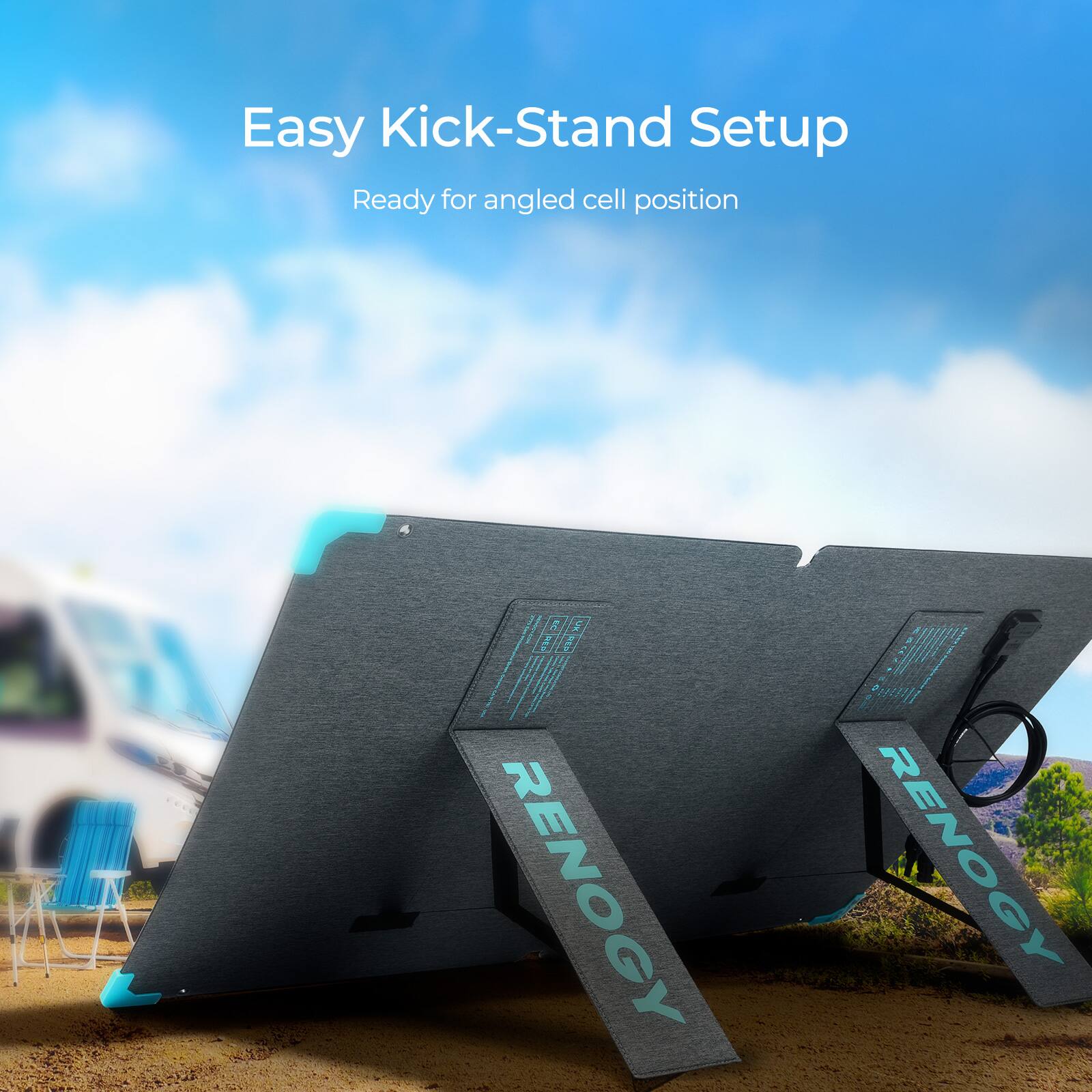 Easy Kick-Stand Setup Ready for angled cell position.