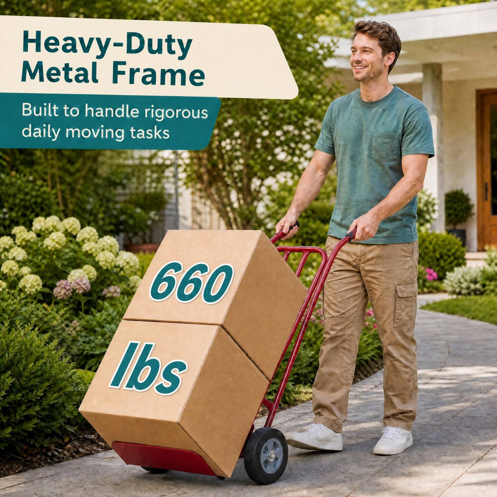 Heavy-Duty Metal Frame  
Built to handle rigorous daily moving tasks  
660 lbs