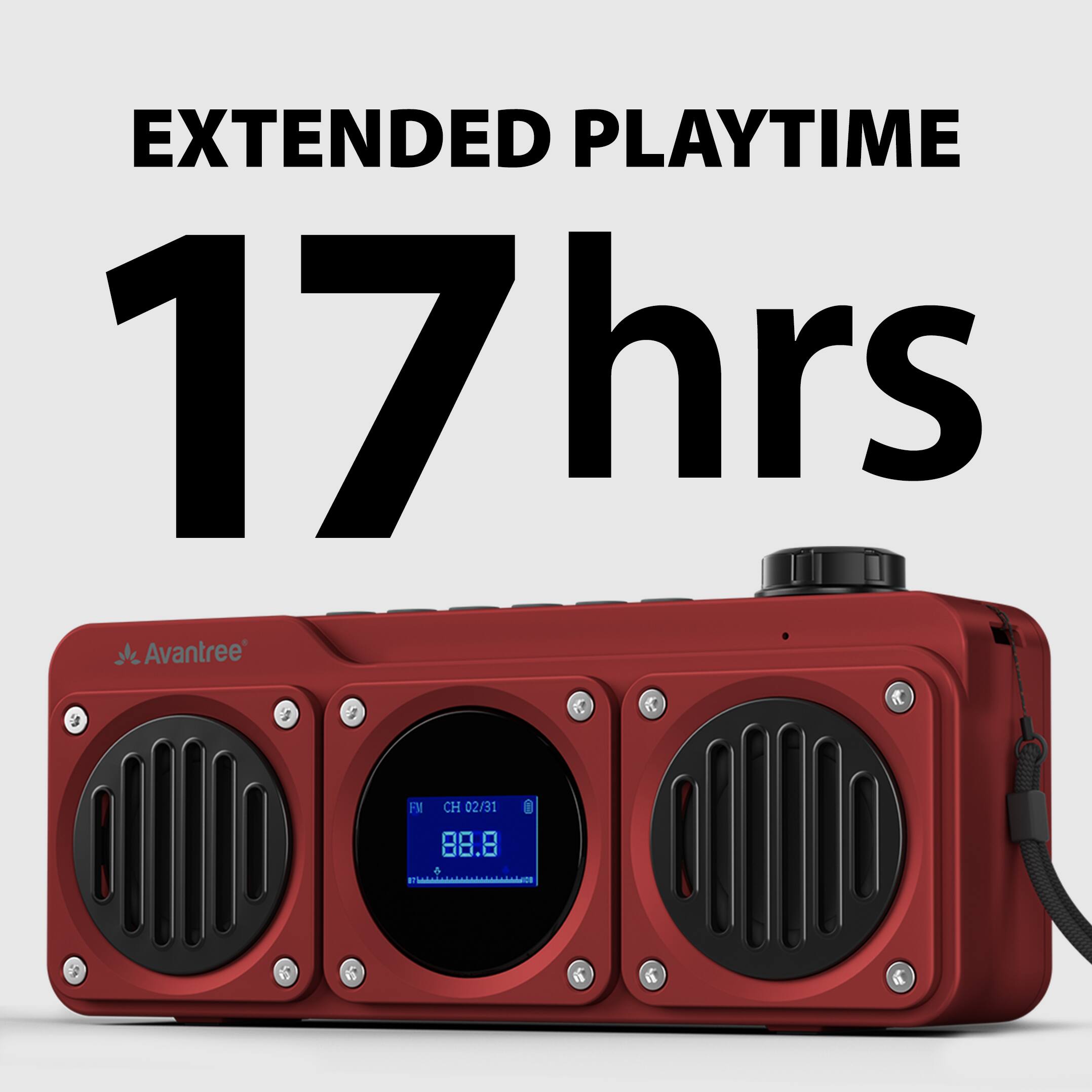 Alt View 1. Avantree - Boombyte - Portable Digital FM Radio with Bluetooth Speaker, Superb Sound, Metal Finish - Red.