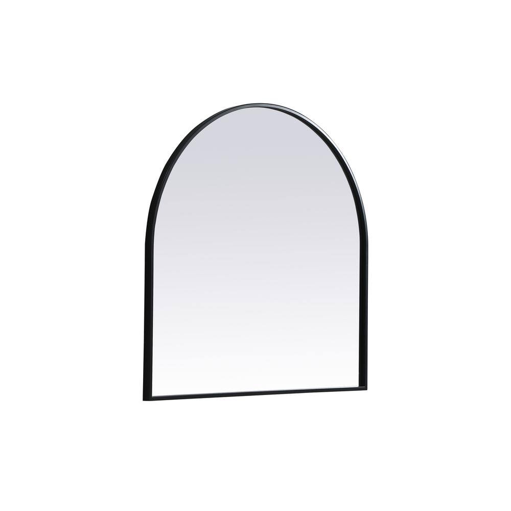 Left. Elegant Decor - Metal Frame Arch Mirror 30x30 Inch in Black - Black.