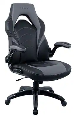 Emerge - Vortex Bonded Leather Gaming Chair, Supports Up to 301 lbs, 17.9" to 21.6" , Gray/Black Back, Black Base - Black/Gray
