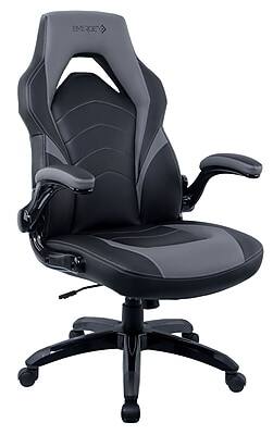 Emerge - Vortex Bonded Leather Gaming Chair, Supports Up to 301 lbs, 17.9" to 21.6" , Gray/Black Back, Black Base - Black/Gray