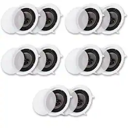 Acoustic Audio by Goldwood - CS-IC83 in Ceiling Wall 8" Speaker 5 Pair Pack 3 Way Home Theater Flush Mount - Paintable White