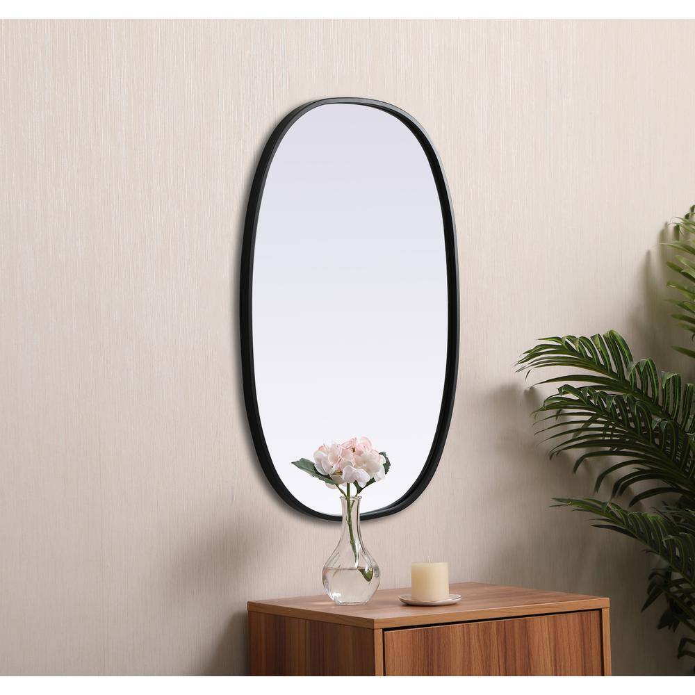 Alt View 7. Elegant Decor - Metal Frame Oval Mirror 20x30 Inch in Black - Black.