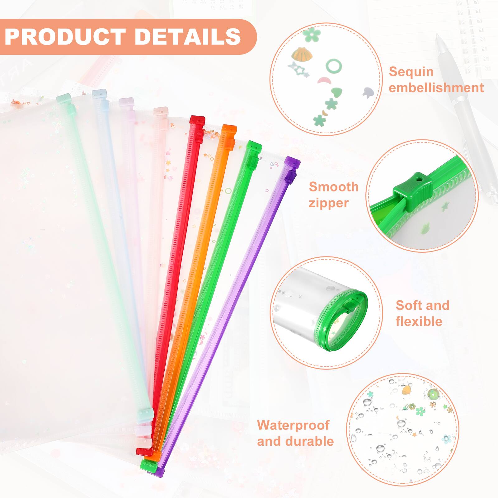 PRODUCT DETAILS

- Sequin embellishment
- Smooth zipper
- Soft and flexible
- Waterproof and durable