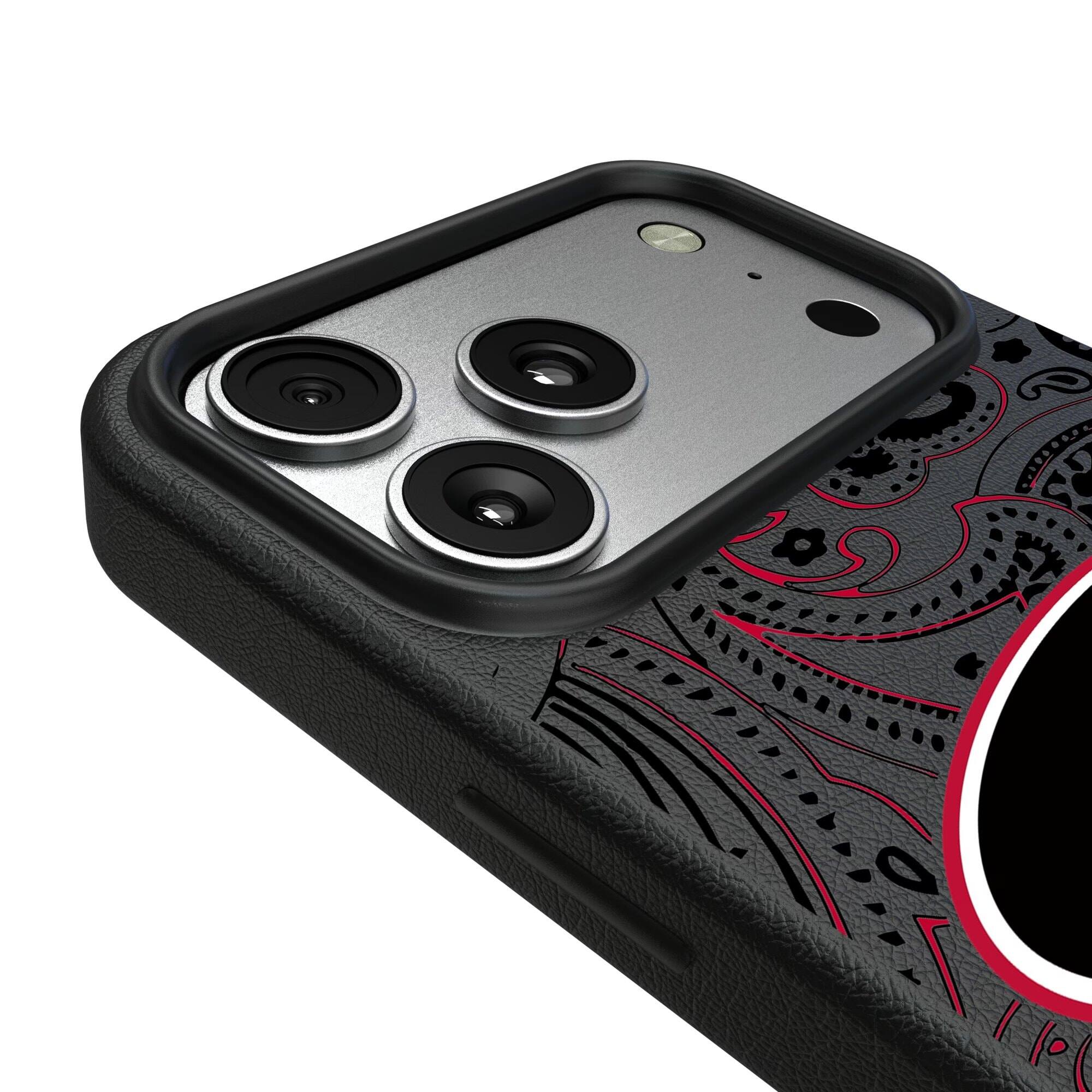 Alt View 2. Keyscaper - Georgia Bulldogs Paisley iPhone Magnetic Bump Case - 15 Pro Max - Black.