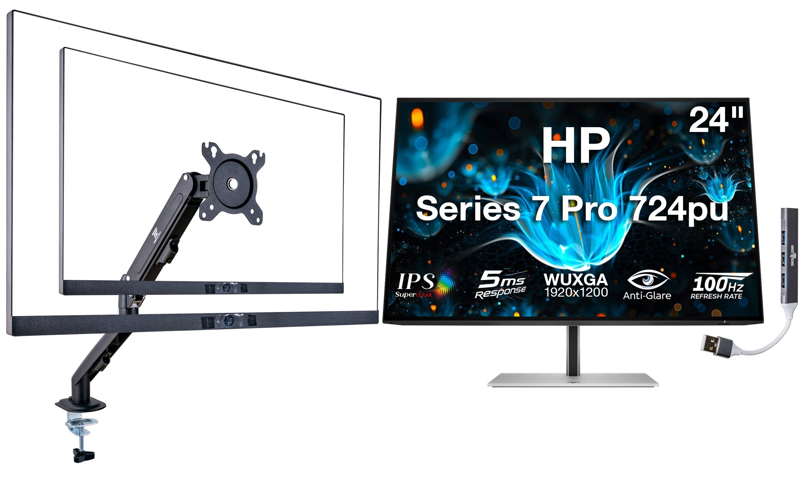 "HP - Series 7 Pro 724pu 24"" WUXGA IPS Monitor, Anti-Glare, HDMI (8Y2F7AA#ABA) w/DKZ Hub & Ergoflexy Single Mount Arm - Black/Silver" price history on PriceWatchPro