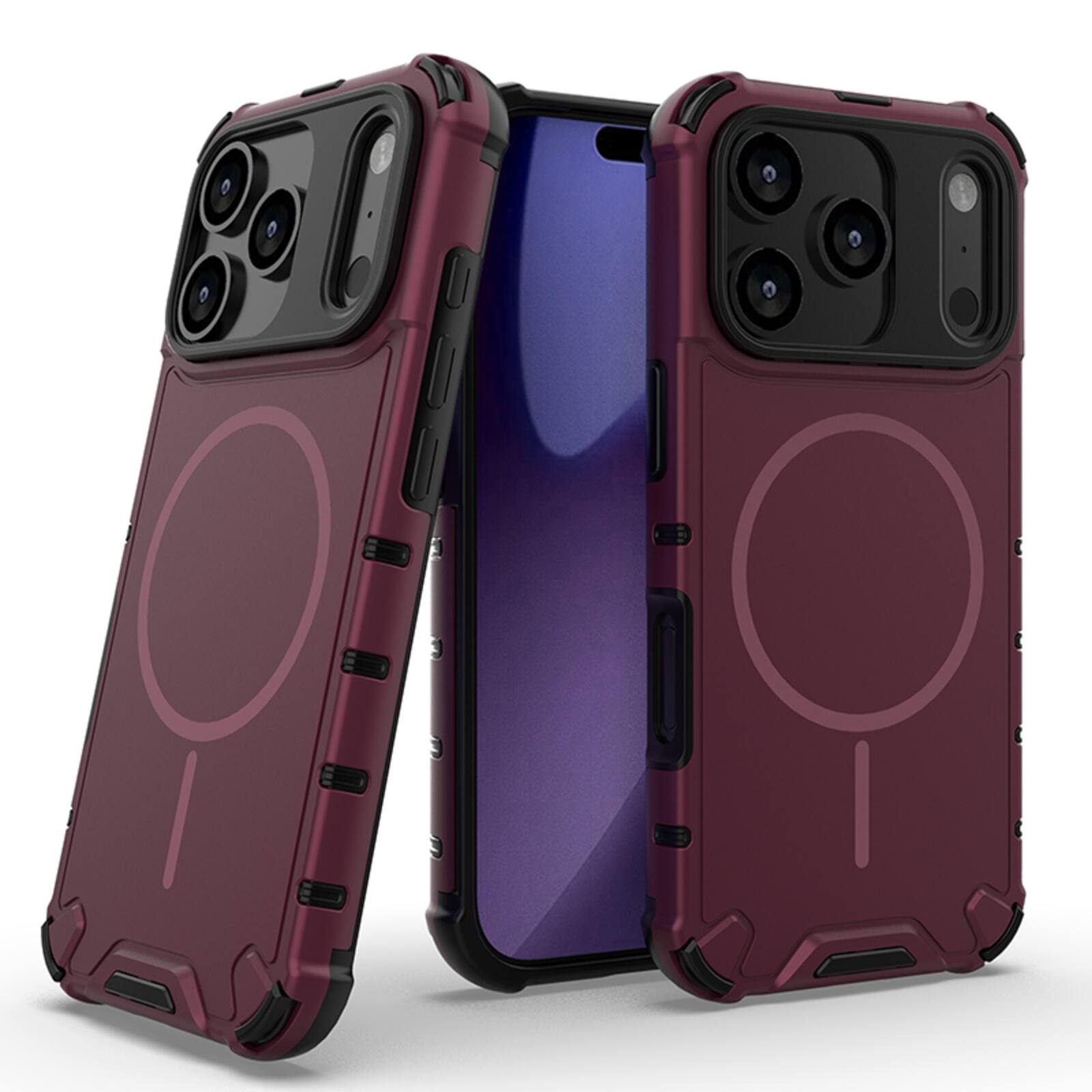 Angle. UUCOVER - Magnetic Case for Apple iPhone 18 Pro Max, Compatible with MagSafe, Shockproof Drop-proof Slim Heat Dissipation Cover - Plum.