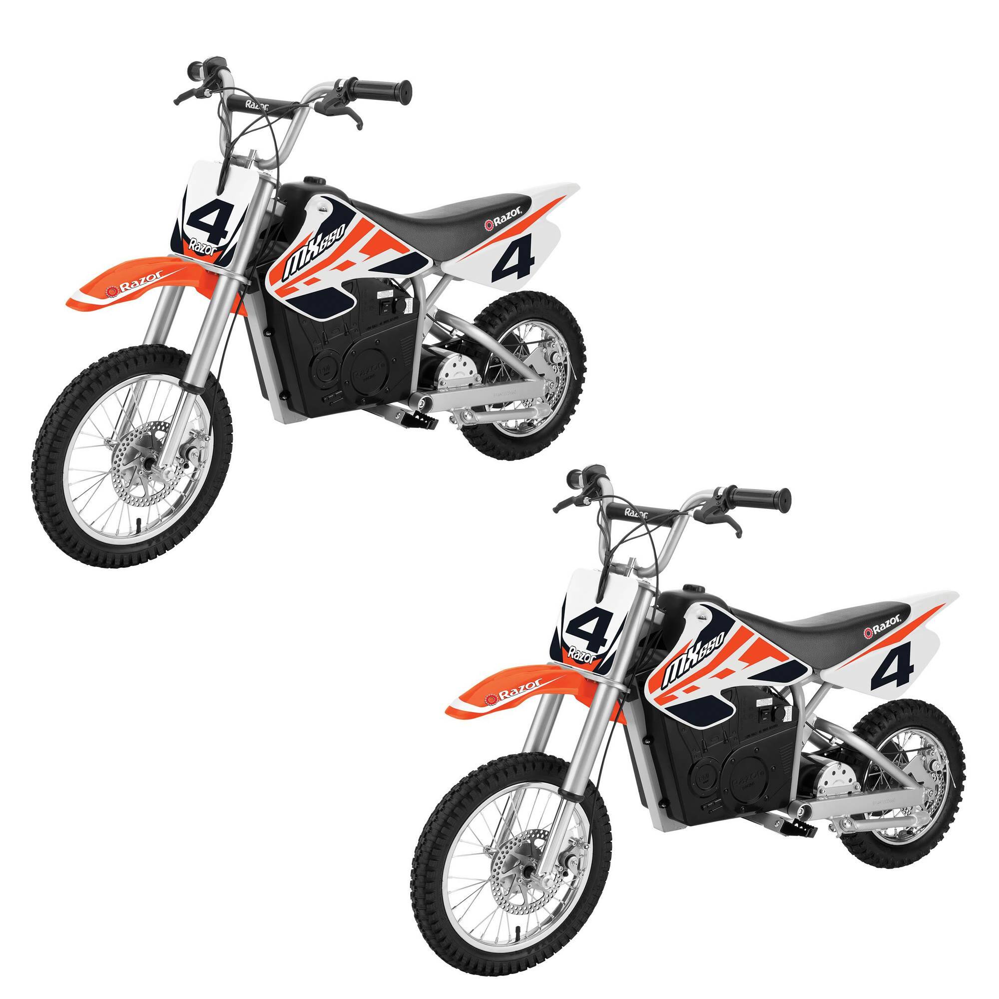 Front. Razor - MX650 Dirt Rocket High-Torque Electric Motocross Dirt Bike (2 Pack) - Orange.