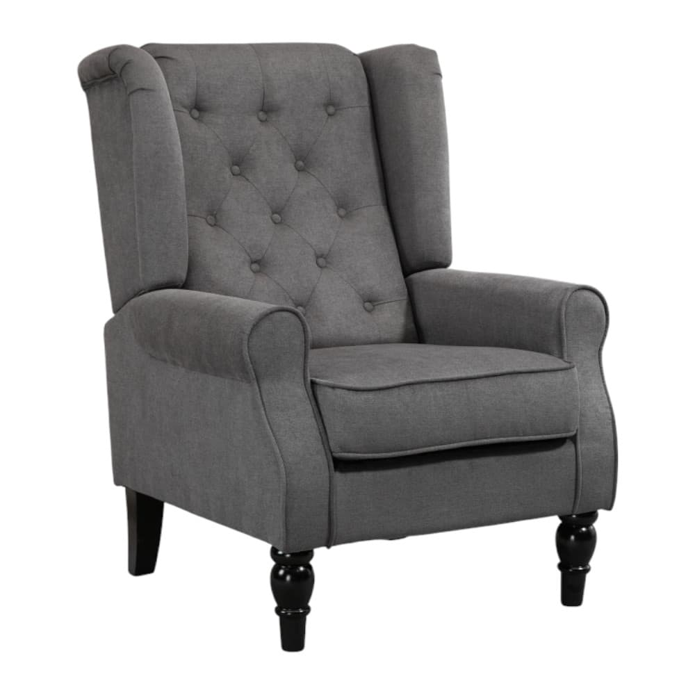 SlickBlue - Elegant Wingback Accent Chair – Upholstered Chair for Home, Office, or Study - Dark Gray