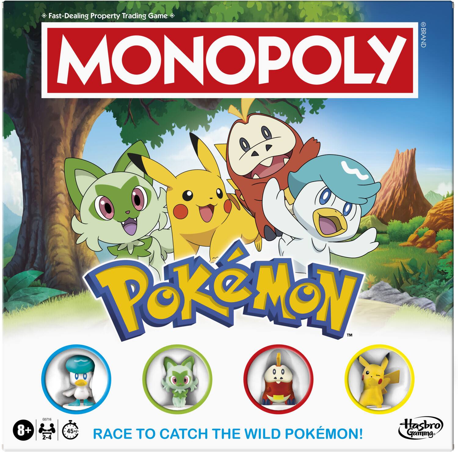 Fast-Dealing Property Trading Game BRAND MONOPOLY PoKeMoN 1 8+ 2EU1E 2-4 45+ RACE TO CATCH THE WILD POKMON! Hasbro Gaming