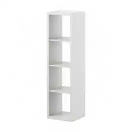 FurniFact - Wooden Storage Cabinet with 4 Open-Back Vertical Cubes, Tall Freestanding Cube Organizer for Bedroom or Office - White