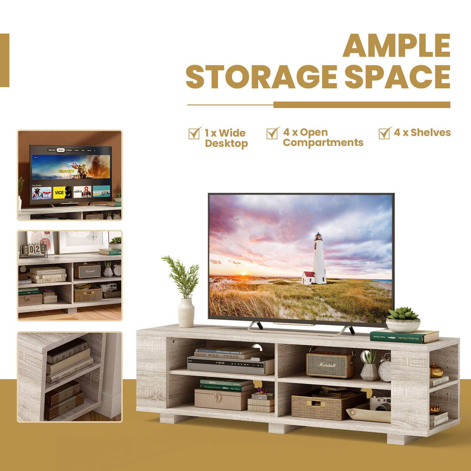 AMPLE STORAGE SPACE : 1x Wide Desktop, 4 x Open Compartments, 4 x Shelves
