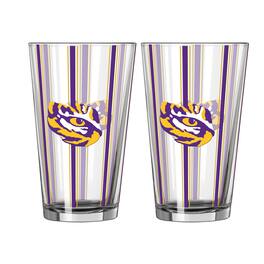 Logo Brands - LSU Tigers Two-Piece 16oz. Striped Pint Glass Set - Multicolor