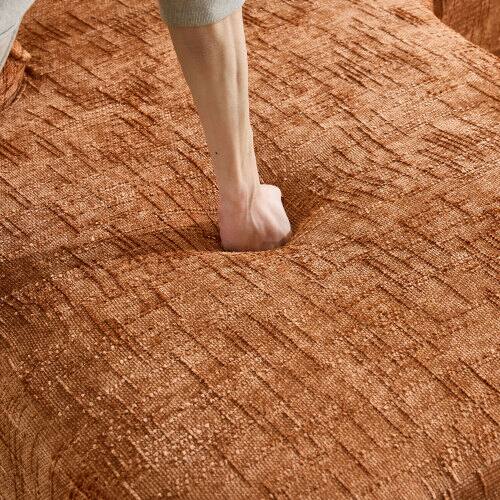 Alt View 1. Anysun - Chenille L-Shape Compressed Sofa - High-Elastic Sponge, Curved Armrests & 4 Throw Pillows for Living Room - Orange.