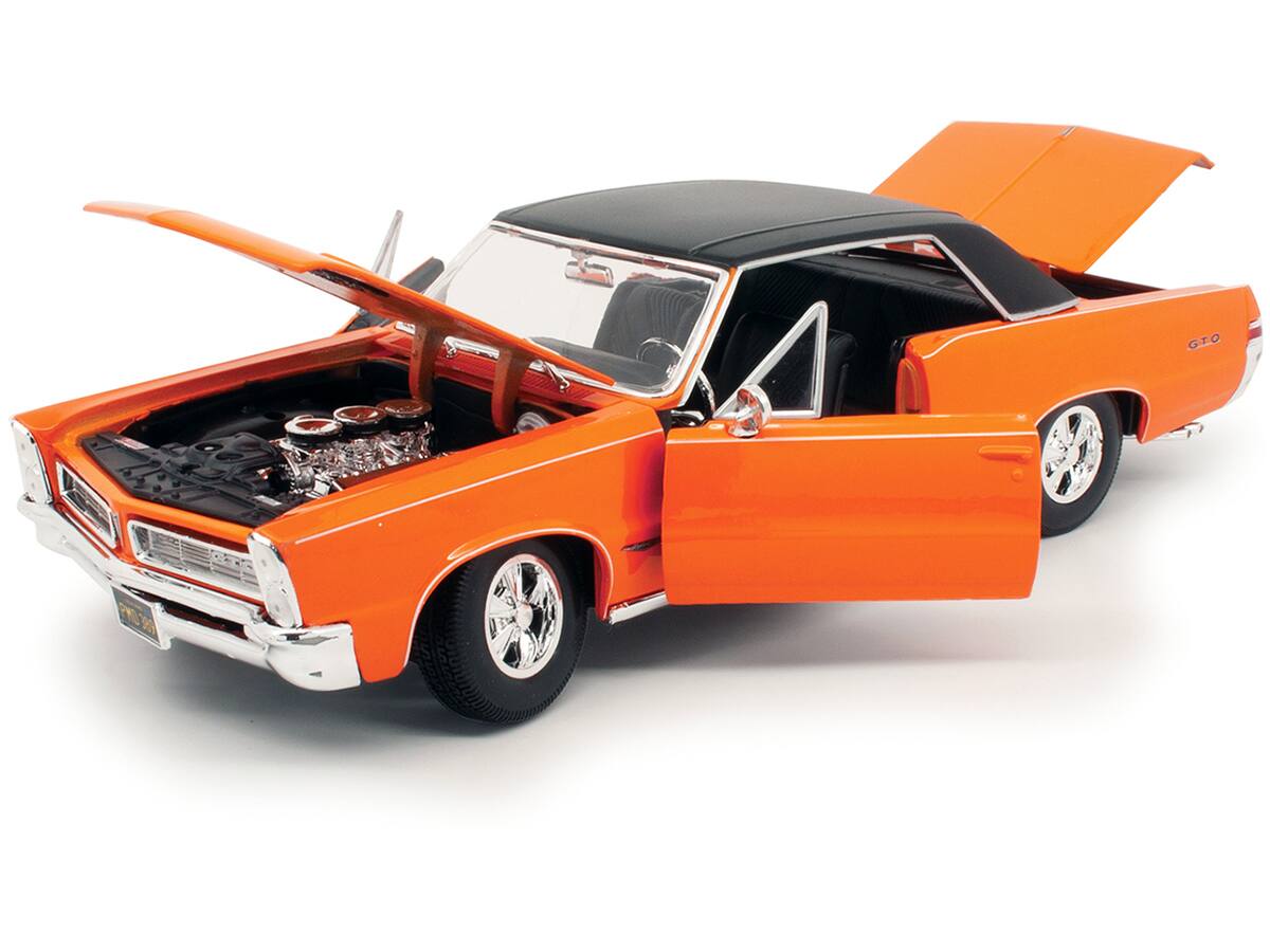 Alt View 2. Maisto - 1965 Pontiac GTO Hurst Orange with Black Top and White Stripes "Special Edition" 1/18 Diecast Model Car by Maisto.