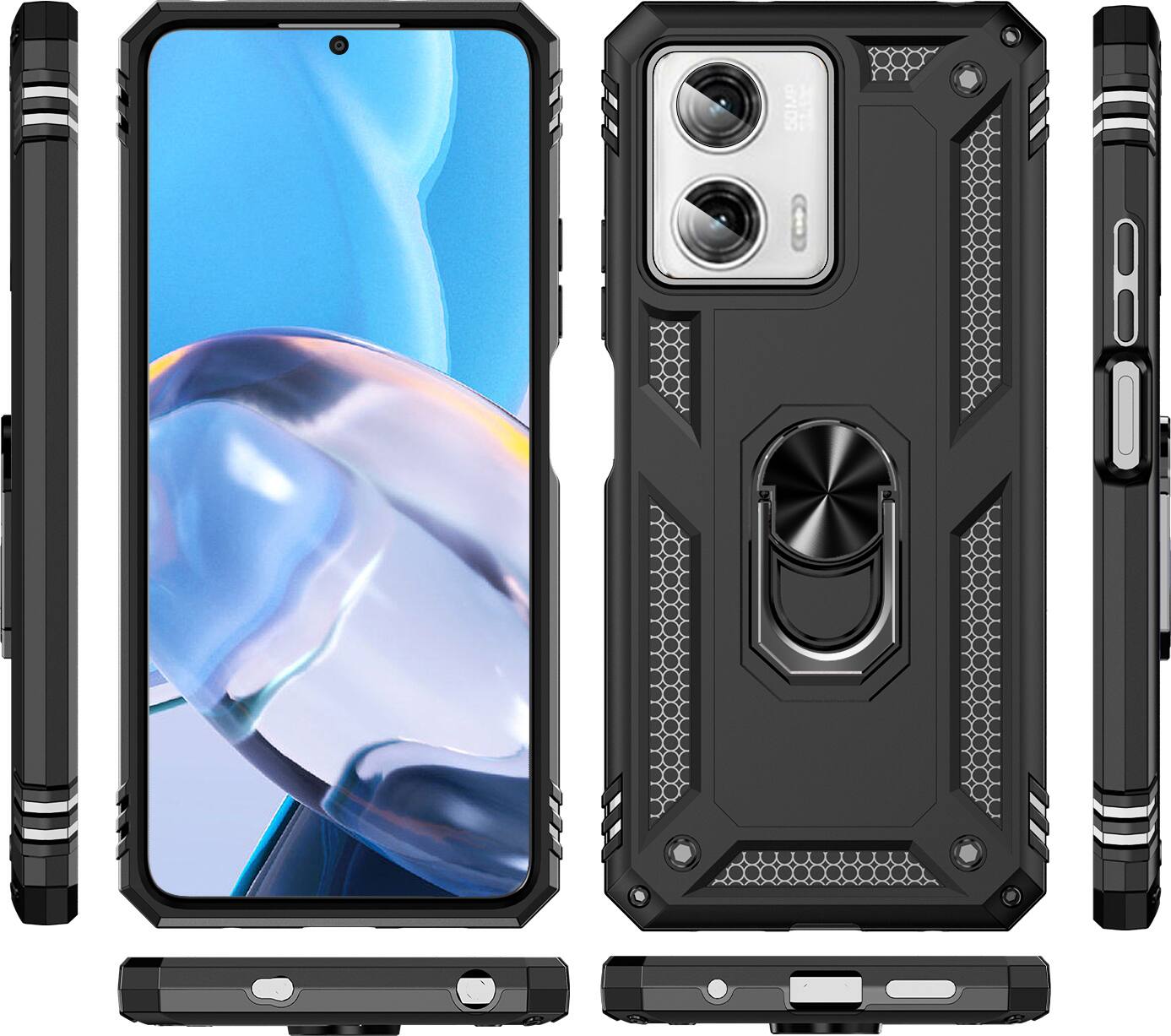 Alt View 13. SaharaCase - Military Kickstand Case for Motorola Moto G 5G (2023) - Black.