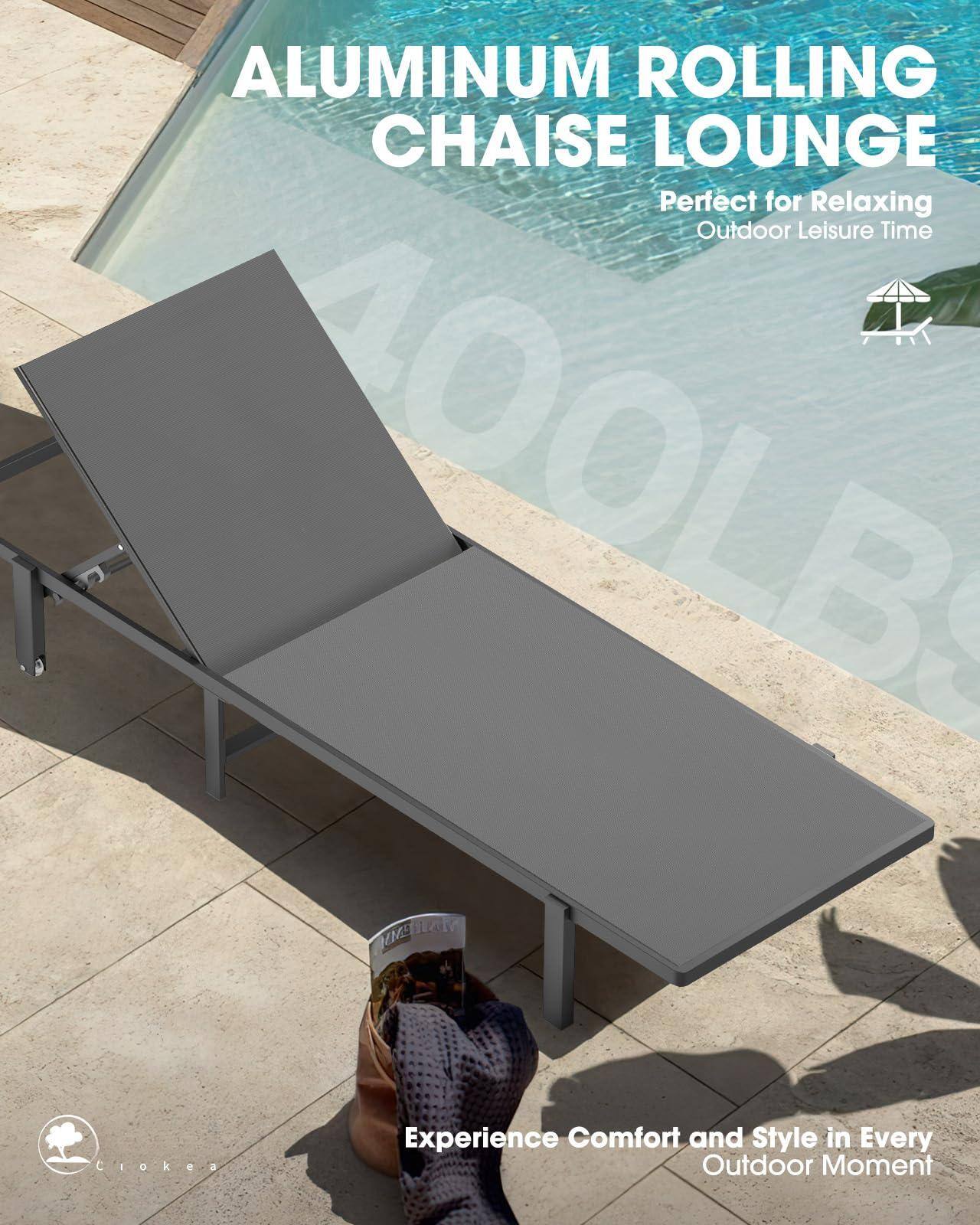 ALUMINUM ROLLING CHAISE LOUNGE  
Perfect for Relaxing Outdoor Leisure Time  

Experience Comfort and Style in Every Outdoor Moment