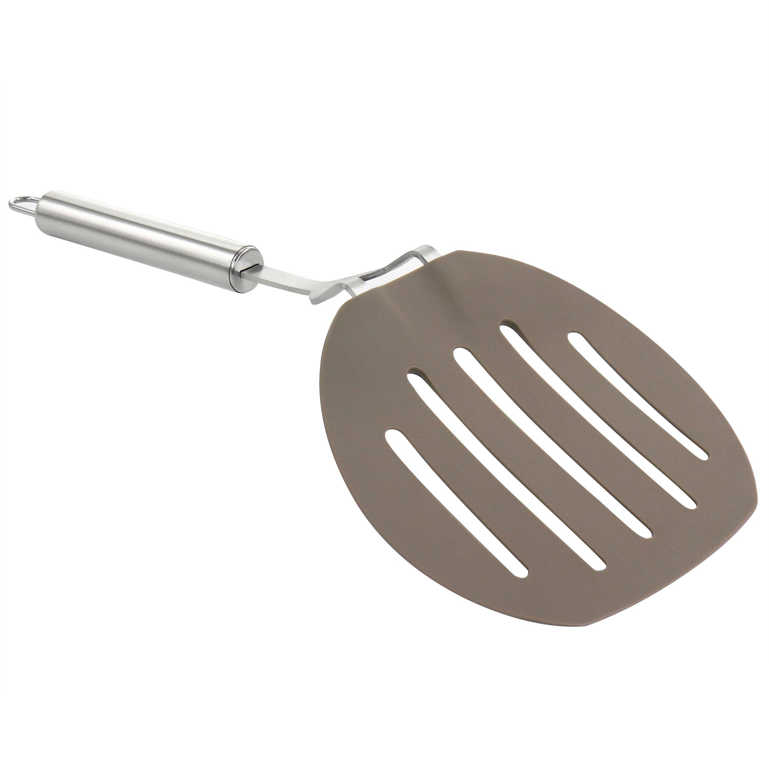 Alt View 1. Martha Stewart - Martha Stewart Nylon Wide Slotted Pancake Turner in Taupe - Brown.